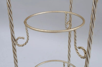 Italian Hollywood Regency Silver Gilt Iron Rope Tassel Plant Stand Muffin Stand