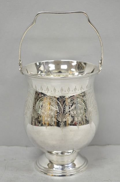 Vintage Leonard Victorian Silver Plated Small Ice Bucket Chiller w/ Handle