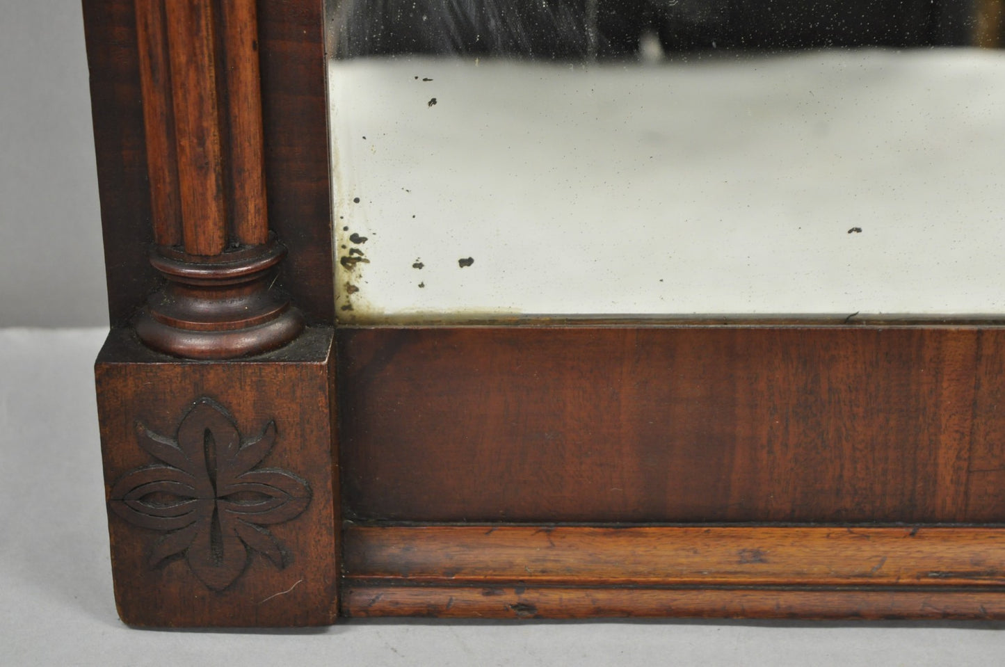 Antique American Federal Mahogany Reverse Painted Eagle Trumeau Wall Mirror