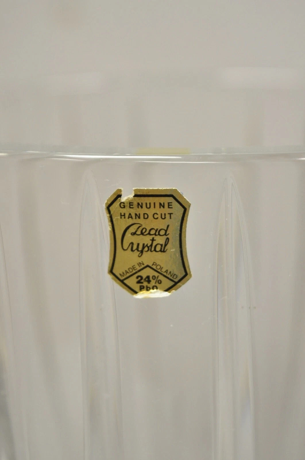 Vintage Modern Lead Crystal Glass 12" Fluted Flower Vase, Poland