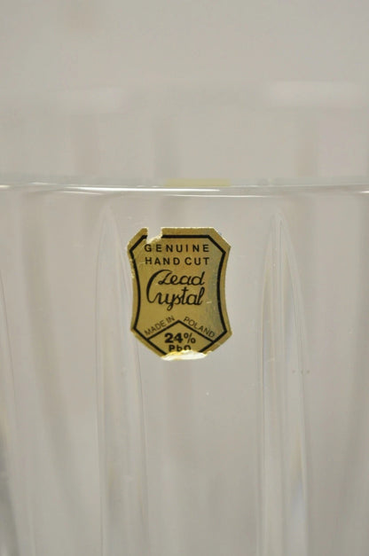 Vintage Modern Lead Crystal Glass 12" Fluted Flower Vase, Poland