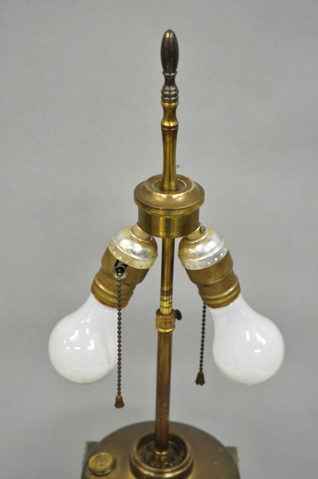 Antique French Art Nouveau Brass Maple Leaf Converted Oil Lamp Table Lamp