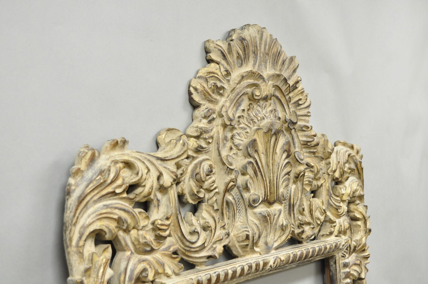 Large 78" Italian Baroque Rococo White Distress Painted Mirror Art Picture Frame