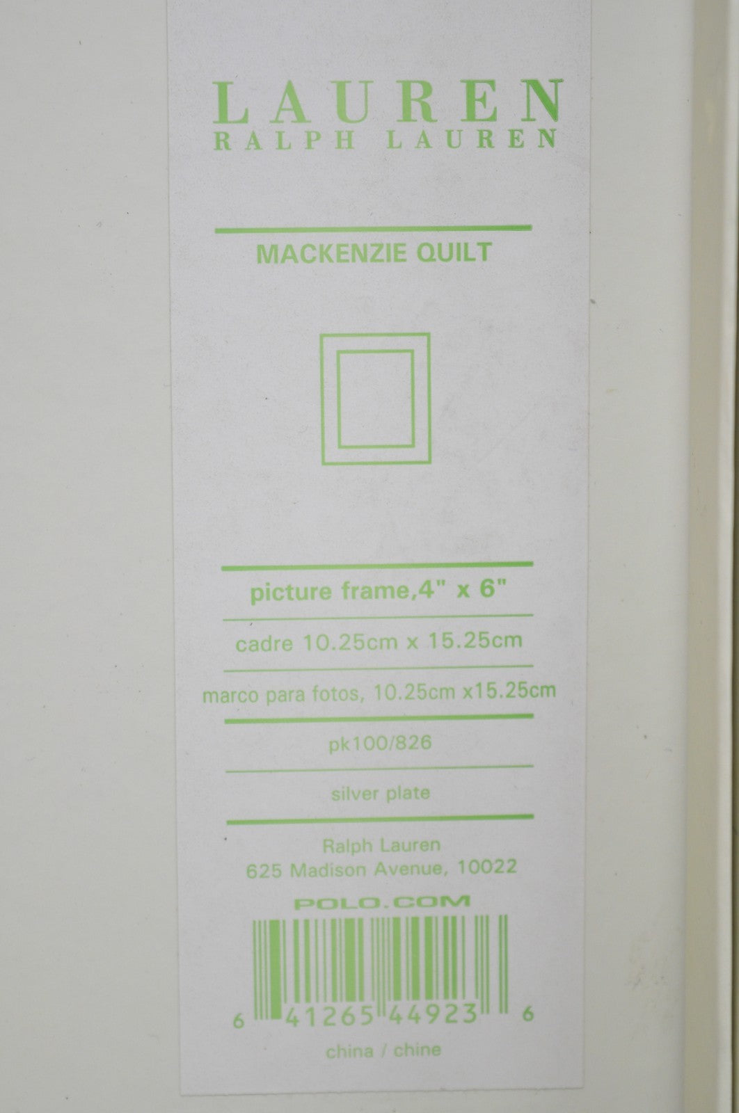 Ralph Lauren Silver Plated 4x6 Picture Frame MacKenzie Quilt Alphabet Motif NIB