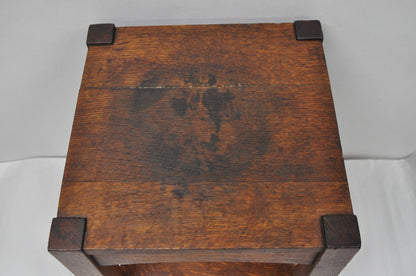 Antique Arts & Crafts Mission Oak Stickley Style 2 Tier Plant Stand Side Table