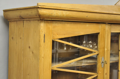 Antique French Country Provincial Pine Wood Buffet Cupboard China Cabinet Hutch