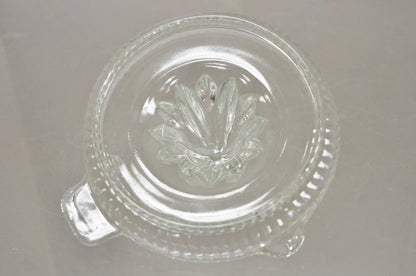 Vintage Art Deco Clear Glass Ribbed Hand Juicer Citrus Orange Handle & Lip