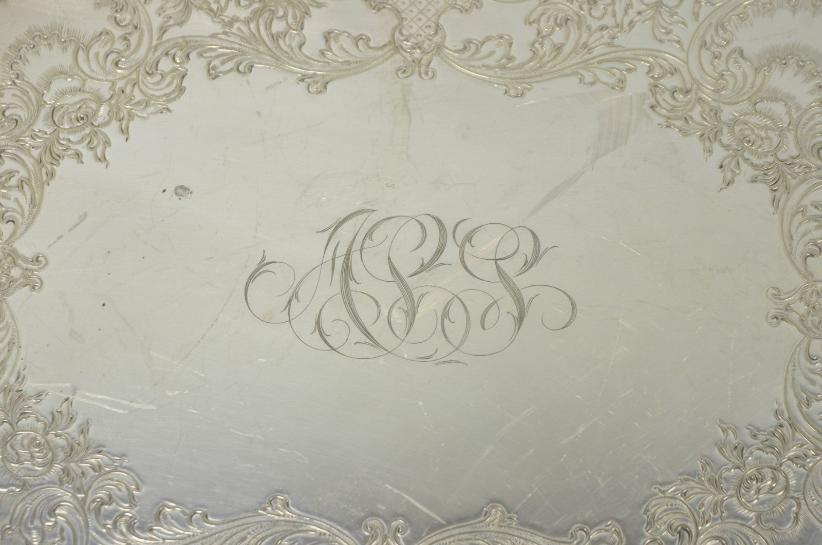 Vintage English Victorian EGW&S Silver Plated Oval Serving Platter Tray w/ Mono