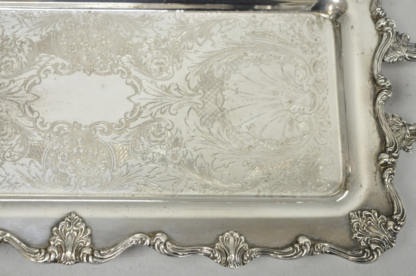 Vintage Victorian Silver Plated Narrow Twin Handle Bar Serving Platter Tray