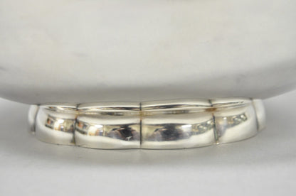 Vintage Poole 811 Modern Silver Plated Scalloped Footed Oval Serving Fruit Bowl