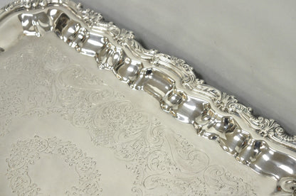 Vintage Victorian Silver Plated Footed Twin Handle Serving Platter Bar Tray