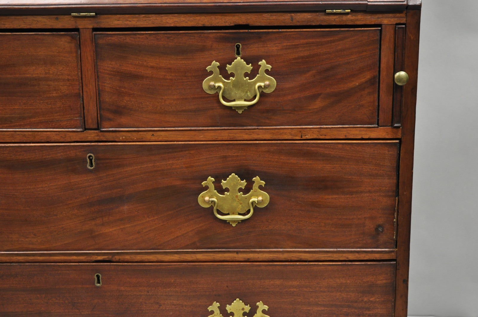 Antique 19th C. Chippendale George III Mahogany Slant Front Secretary Desk