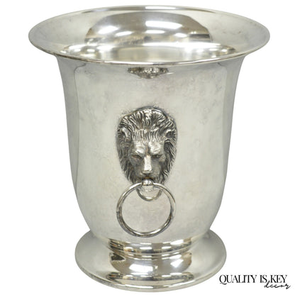 Vintage English Regency Silver Plated Lion Head Champagne Chiller Ice Bucket