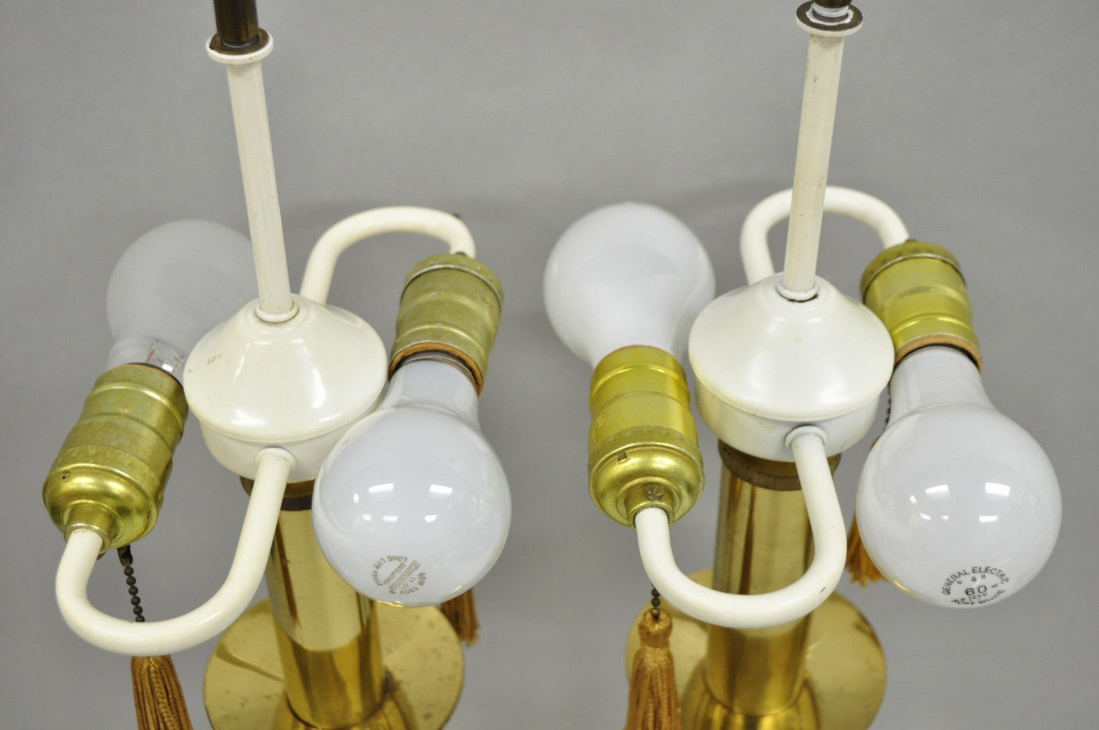 Hollywood Regency Tommi Parzinger Style Brass Candlestick Table Lamp Pair