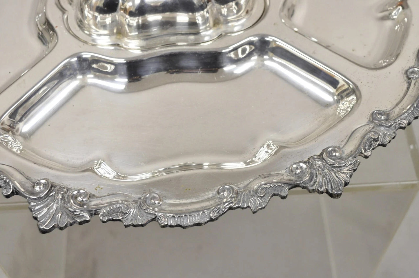 Vintage English Victorian Silver Plated Revolving Vegetable Serving Platter Tray