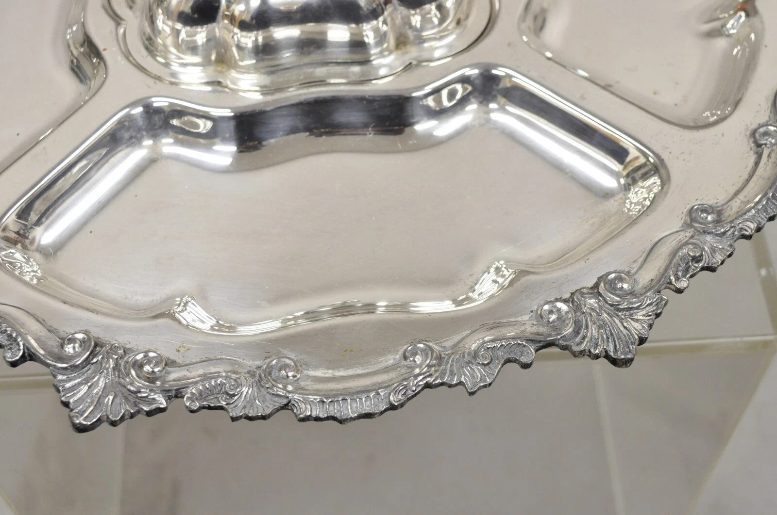 Vintage English Victorian Silver Plated Revolving Vegetable Serving Platter Tray