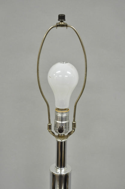Vintage Mid Century Modern Stacked Chrome & Brass Cylinder Column Table Lamp
