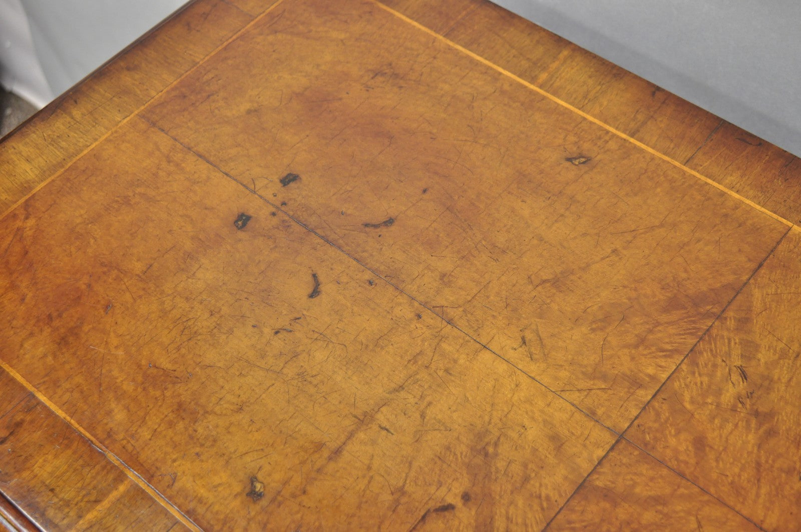 Antique English Georgian Burl Walnut Ball and Claw Inlaid Lowboy Bachelor Chest