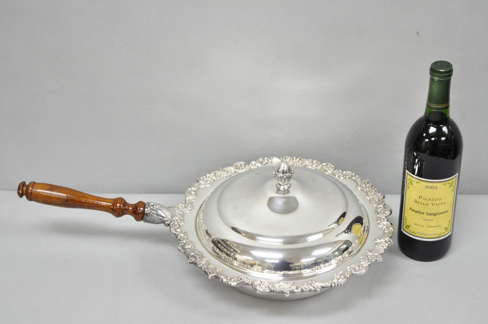 Vintage English Victorian Silver Plated Covered Chafing Dish Serving Platter