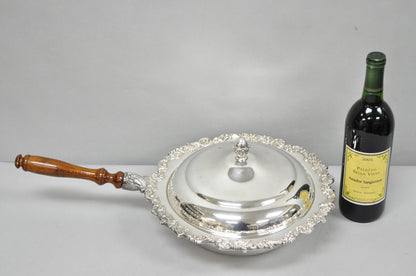 Vintage English Victorian Silver Plated Covered Chafing Dish Serving Platter