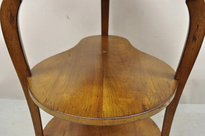 French Country Provincial Biedermeier Cherry Marble Side Table Ice Bucket Holder