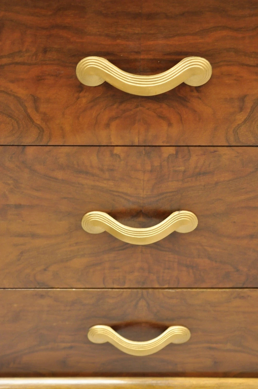 Mid Century Modern Art Deco Walnut Long Dresser Credenza w Mirror by Joerns Bros