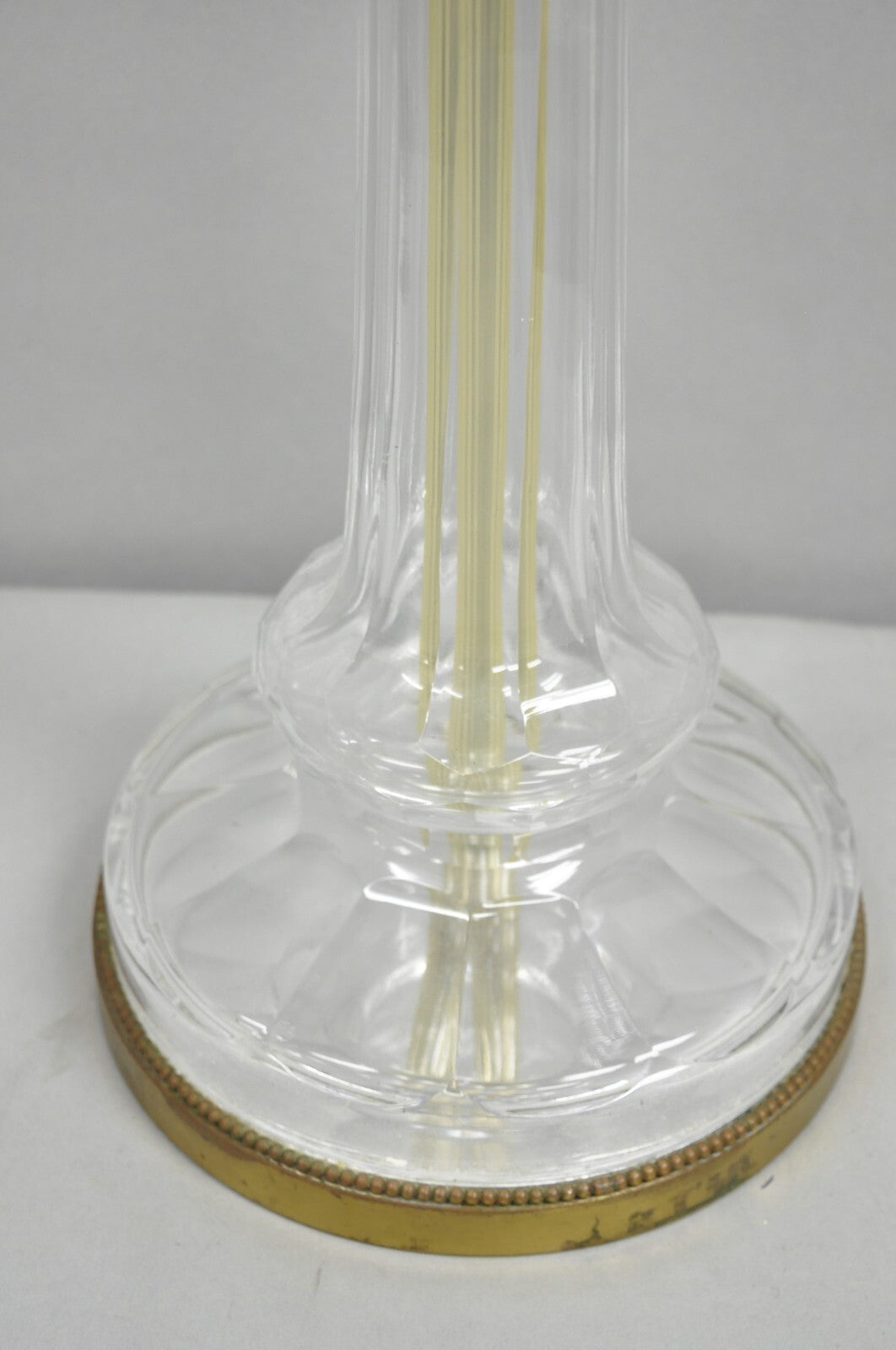 Antique Warren Kessler French Empire Crystal Glass Corinthian Column Table Lamp