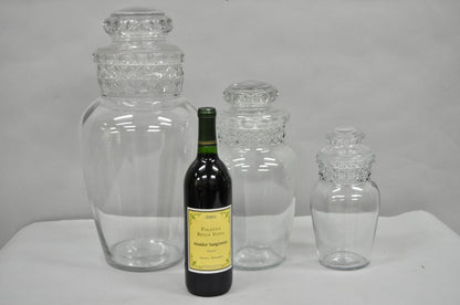 Vintage Tiffin Dakota Glass Apothecary Candy Jars Graduating Szs  - 3 Pc Set