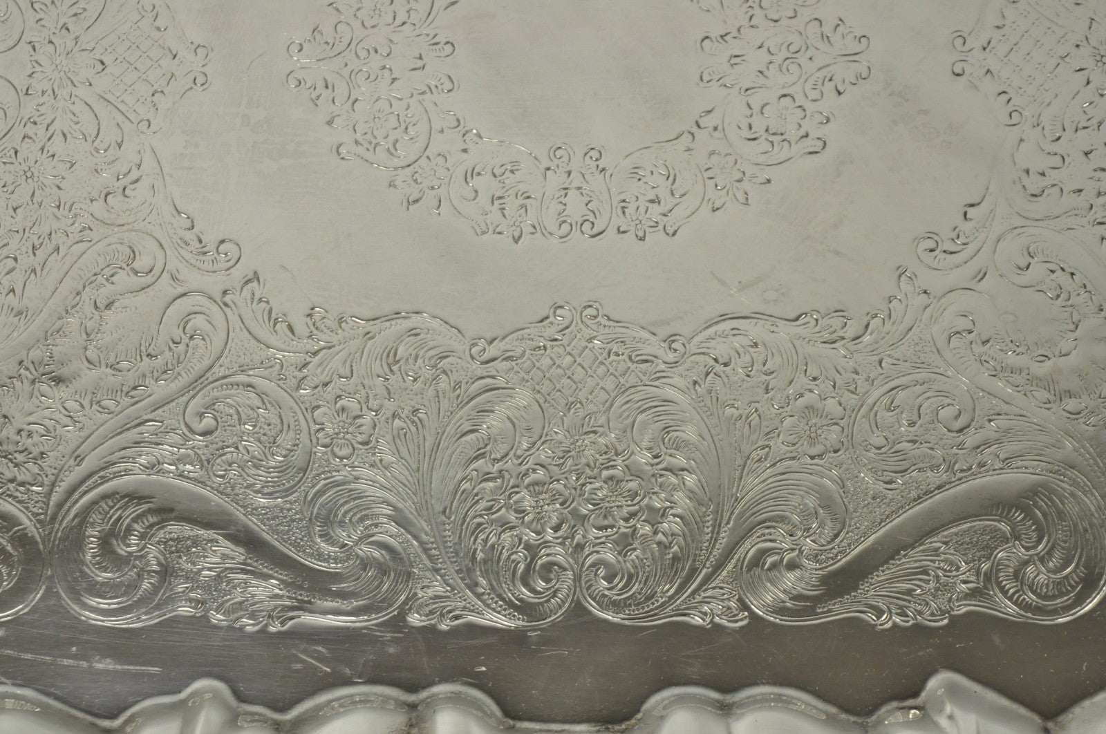 Vintage Victorian Silver Plated Footed Twin Handle Serving Platter Bar Tray