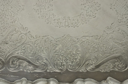 Vintage Victorian Silver Plated Footed Twin Handle Serving Platter Bar Tray