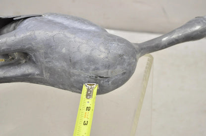 Vintage Hollywood Regency Pewter Metal 27" Crane Bird Garden Statue Hong Kong