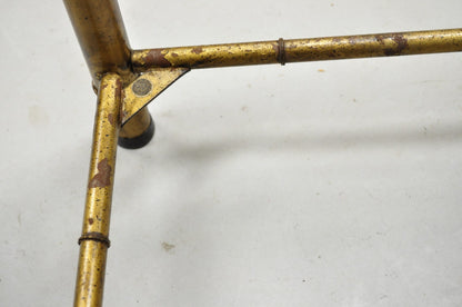 Vintage Hollywood Regency Gold Gilt Iron Metal Faux Bamboo Etagere Bookcase