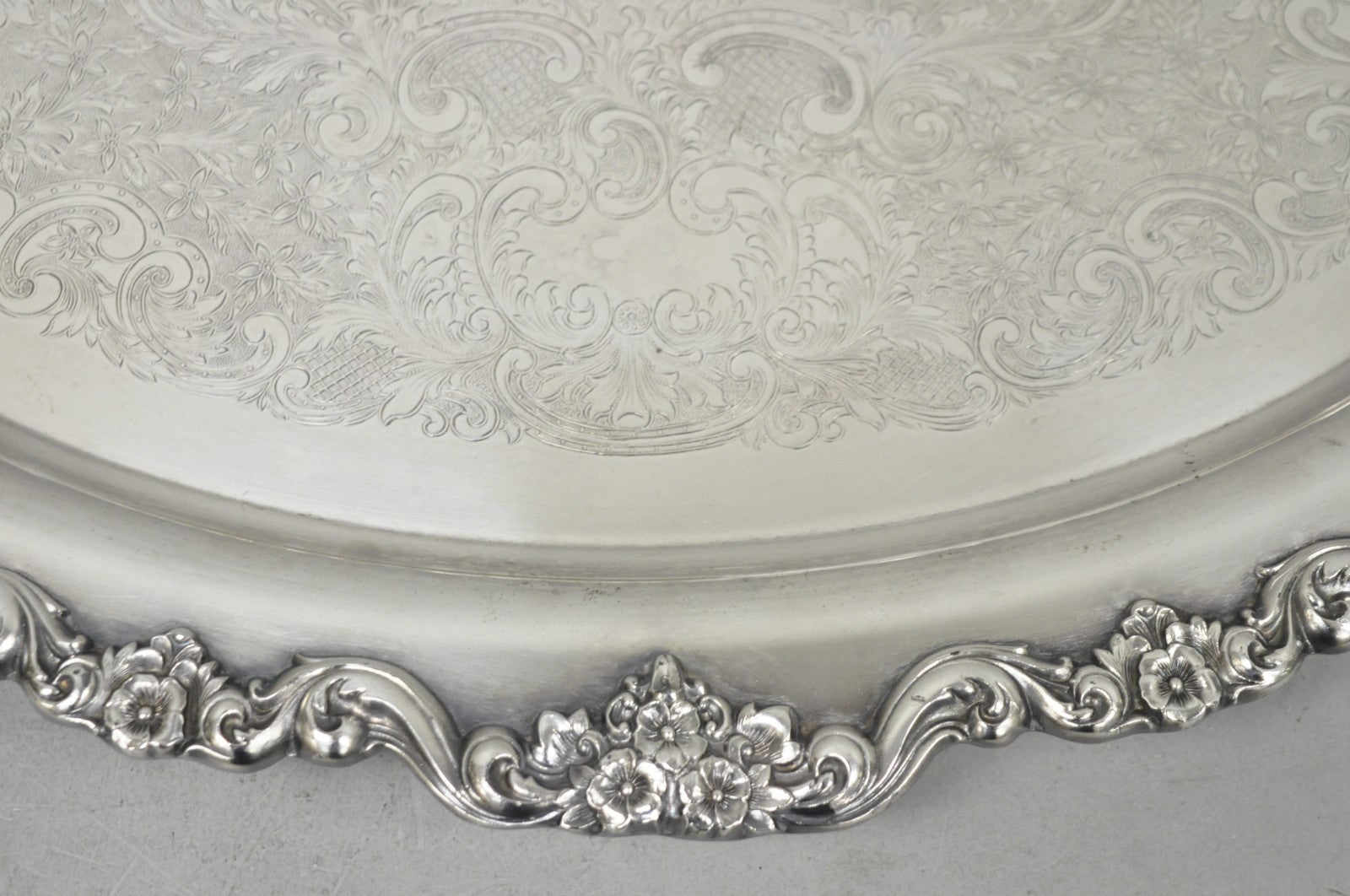 Vintage Poole 400 Lancaster Rose Silver Plated Bar Serving Platter Tray on Feet