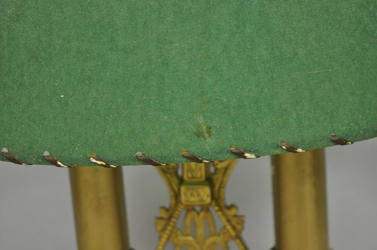 Antique Art Deco Art Nouveau Gold Gilt Metal Student Desk Lamp w/ Green Shade