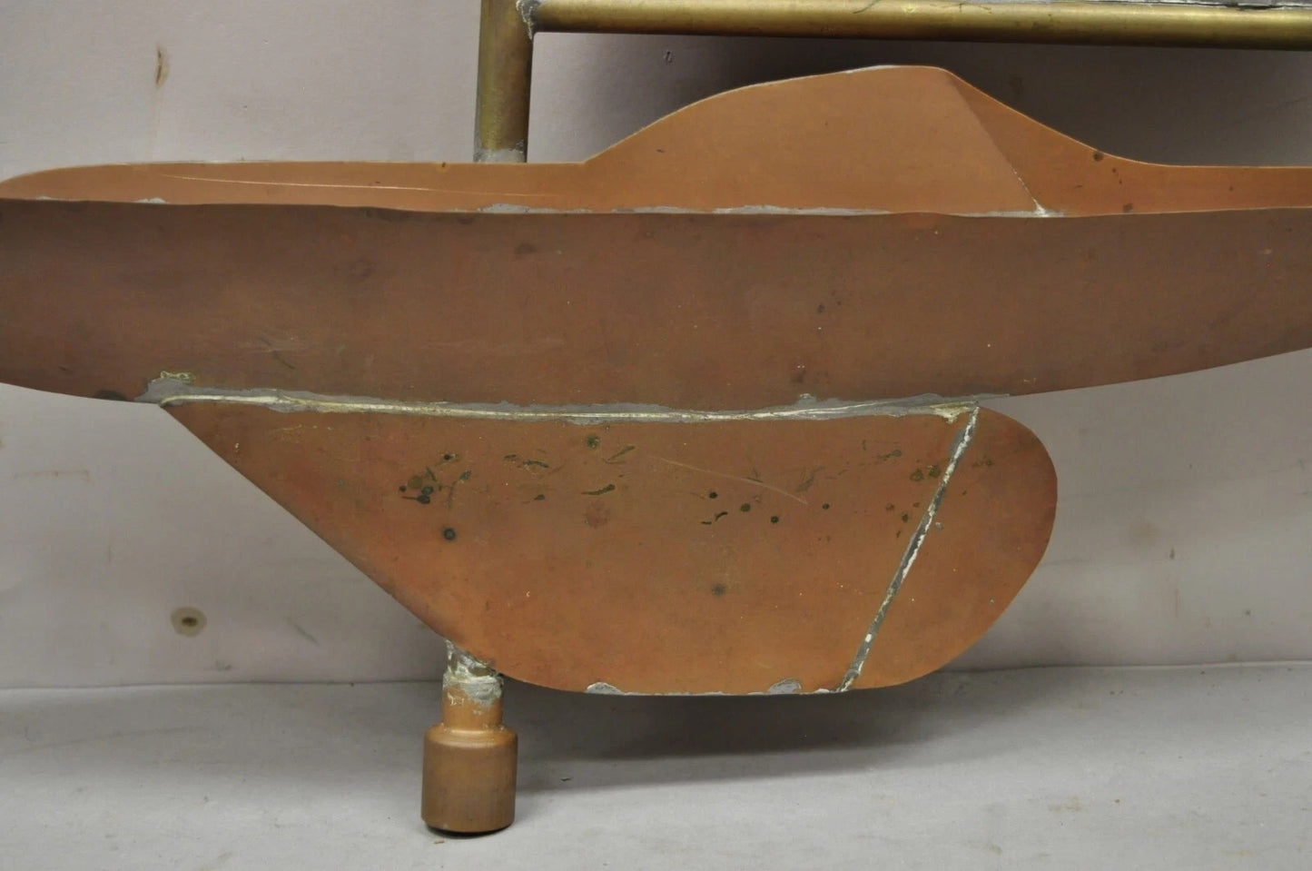Vintage Folk Art Copper Sailboat Ship 38" Weathervane Hand Crafted