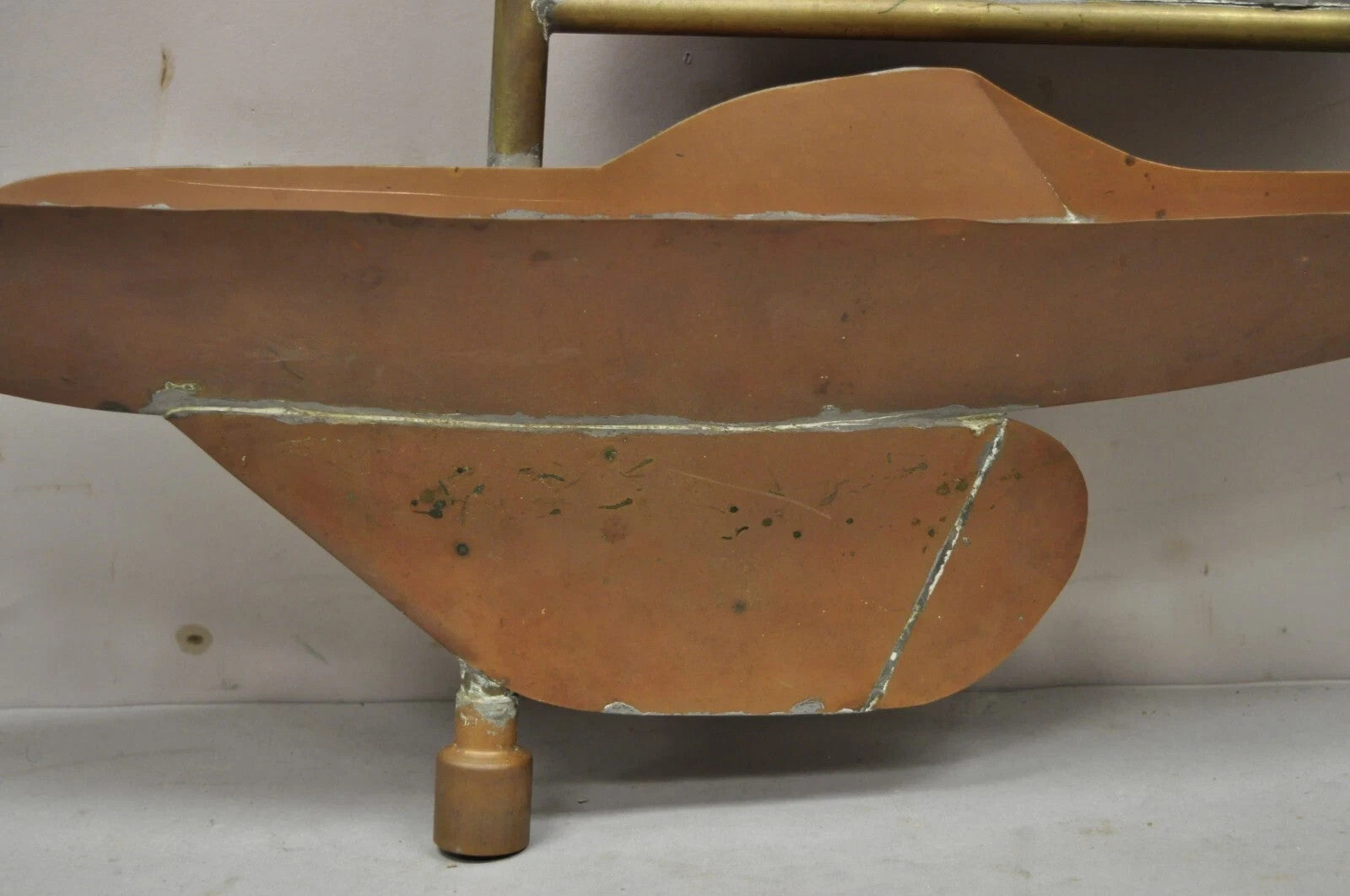 Vintage Folk Art Copper Sailboat Ship 38" Weathervane Hand Crafted