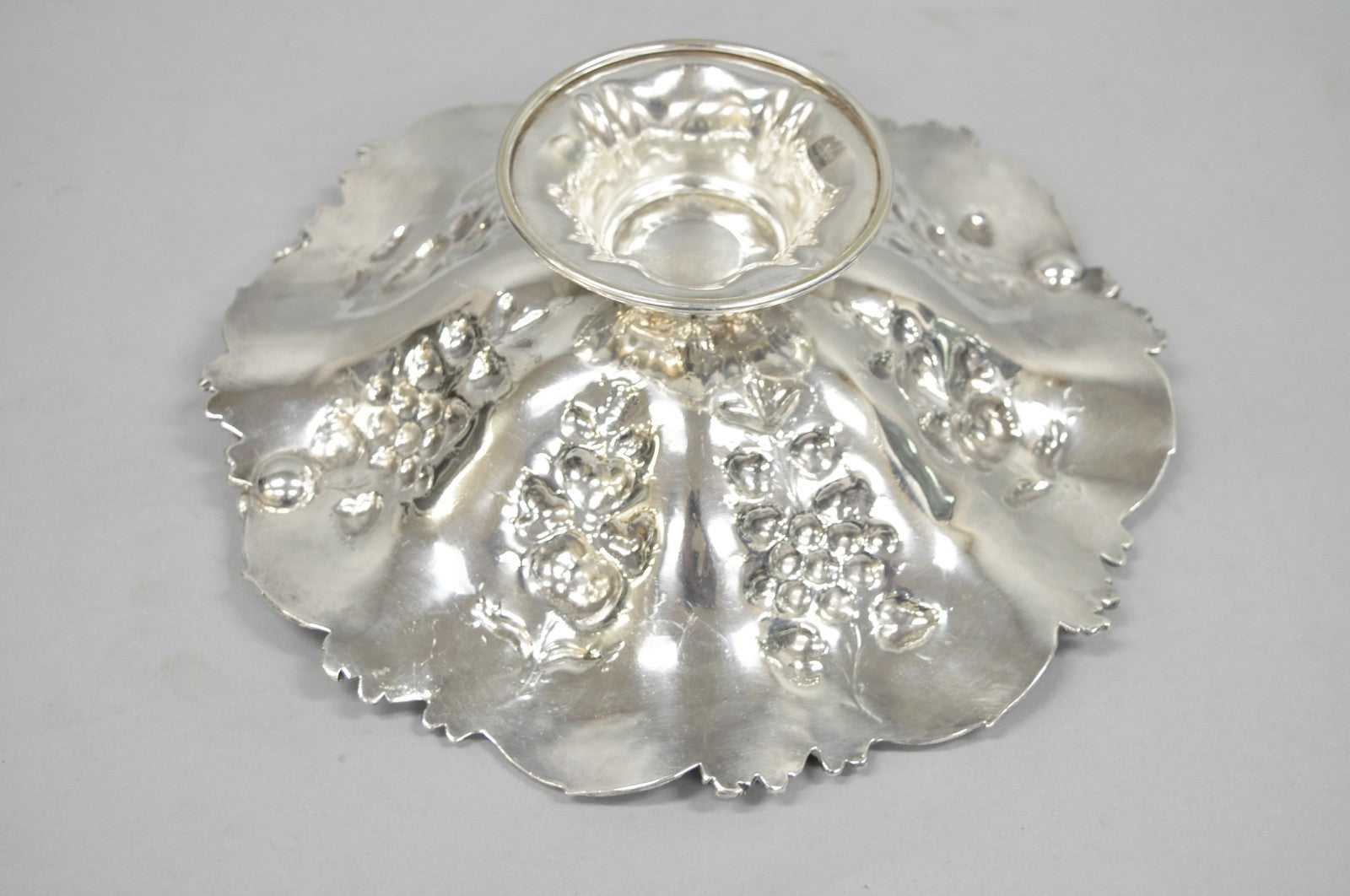 Antique Victorian Silver Plated Grapevine Repousse Dessert Basket Fruit Bowl