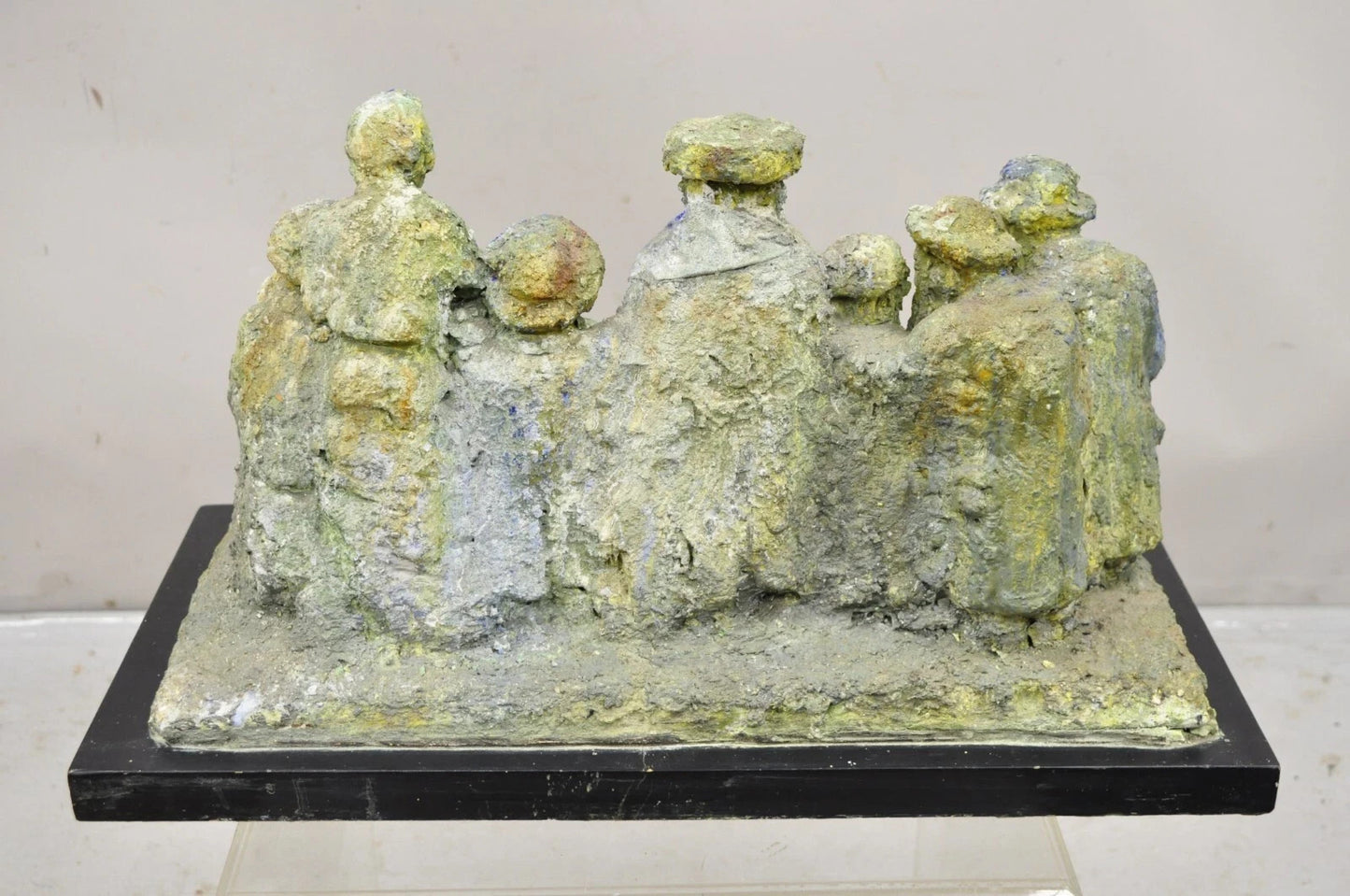 "Tashlich" by Samuel M Segal Judaism Vintage Brutalist Green Plaster Sculpture