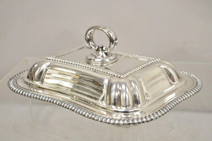 Vintage English Regency Silver Plated Covered Vegetable Serving Platter Dish