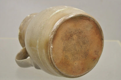 Antique Primitive Stoneware Salt Glazed 8" Bulbous Water Pitcher with Handle
