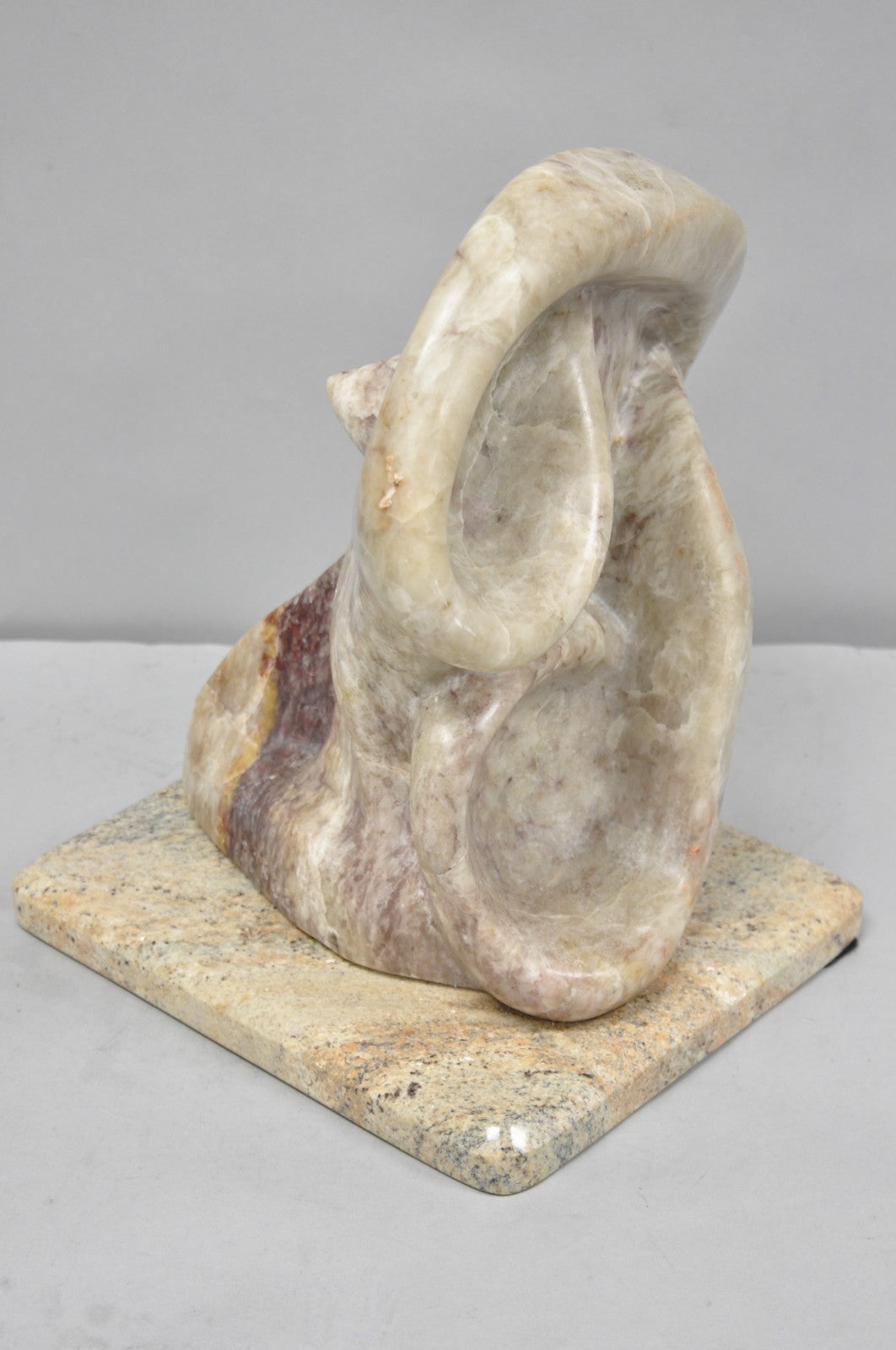 Vintage Seymour Shuren Modernist Pink Carved Marble Abstract Figure Sculpture