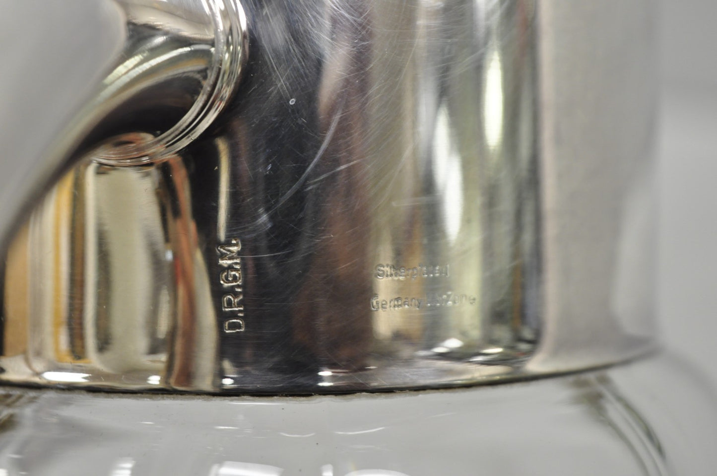 Antique Victorian German Silver Plated Crystal Glass Lemonade Water Pitcher