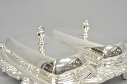 Vintage Poole Lancaster Rose Victorian Silver Plated Twin Double Butter Dish (B)