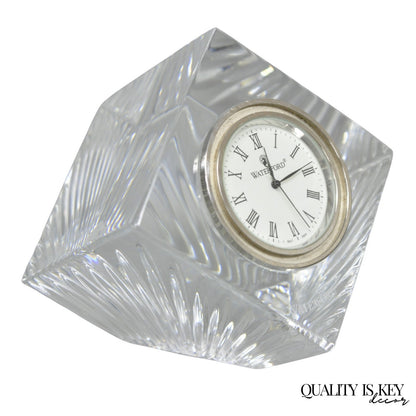 Vintage Waterford Crystal Glass Diamond Shaped Meridian Small Desk Clock