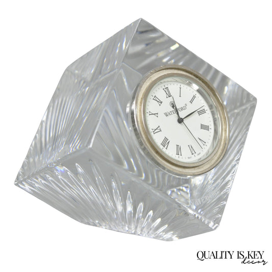Vintage Waterford Crystal Glass Diamond Shaped Meridian Small Desk Clock