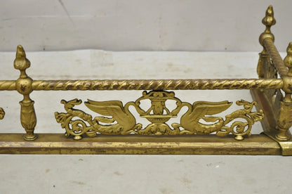 Antique Victorian Figural Swan Bird Twisted Brass 48" Fireplace Fender Surround