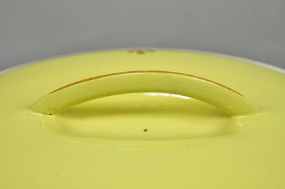 Vintage Dru Holland Yellow Tulip Enameled Cast Iron Dutch Oven Oval Pot