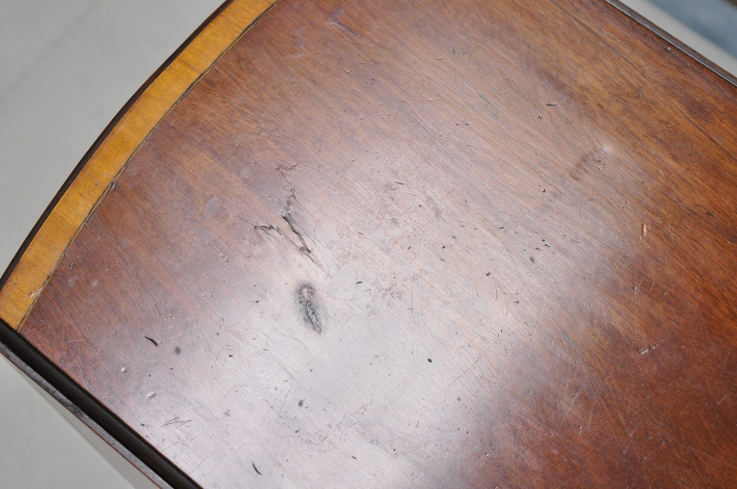 Antique Federal Mahogany Satinwood Inlay Narrow Dropleaf Pembroke Side Table