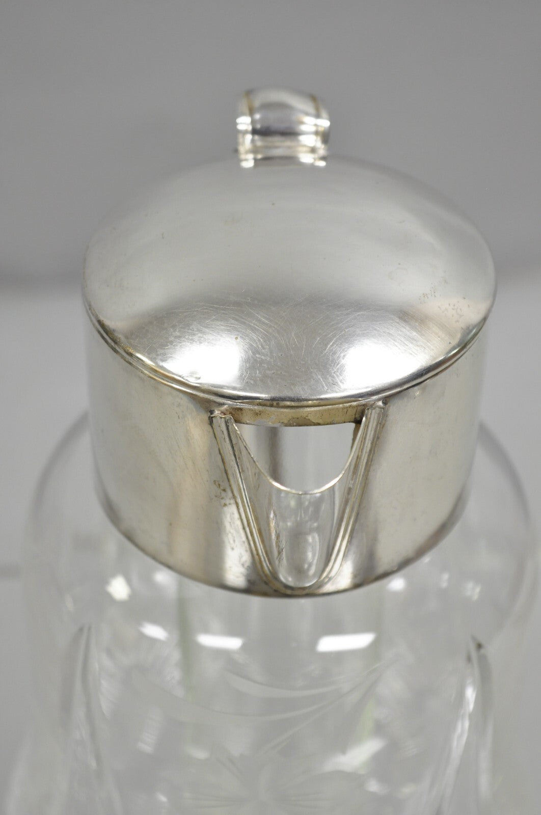 Antique Victorian German Silver Plated Cut Crystal Glass Lemonade Water Pitcher