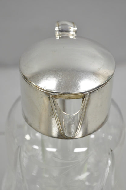 Antique Victorian German Silver Plated Cut Crystal Glass Lemonade Water Pitcher